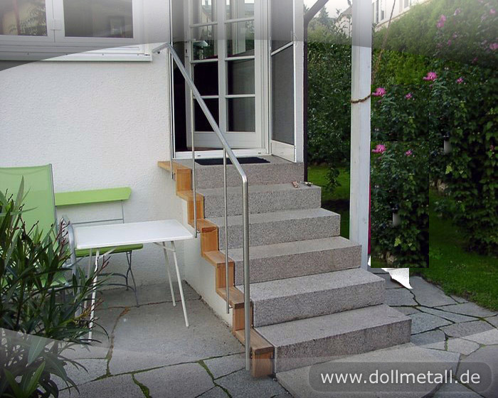 Lang Geländer + Stufenhalter  Edelstahldesign